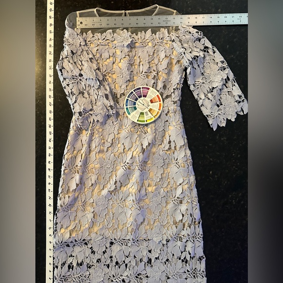 Lace Overlay Dress in Soft Grayish Lavender - Picture 8 of 10